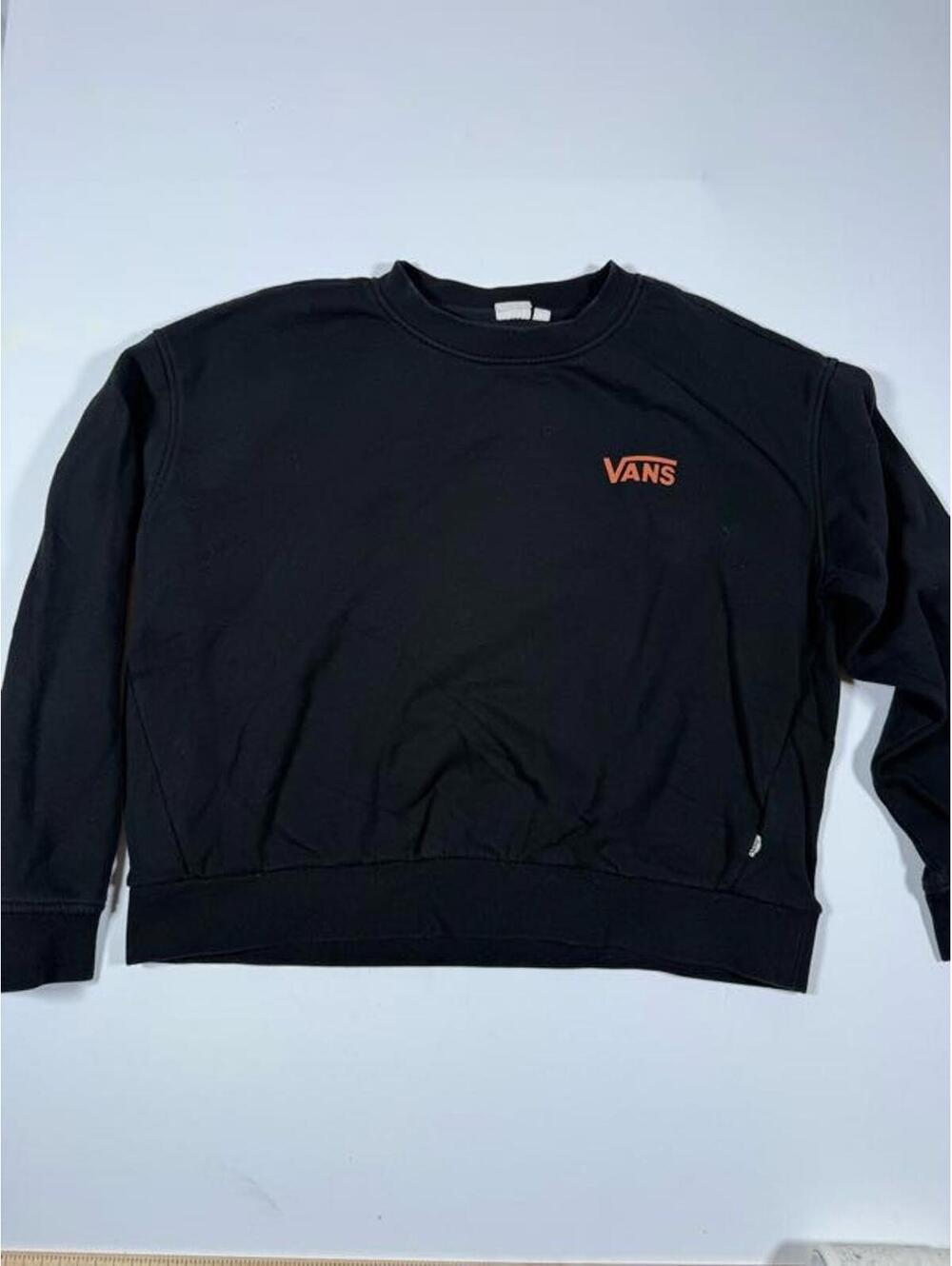 Vans Black Crewneck Sweatshirt with Orange Logo LARGE